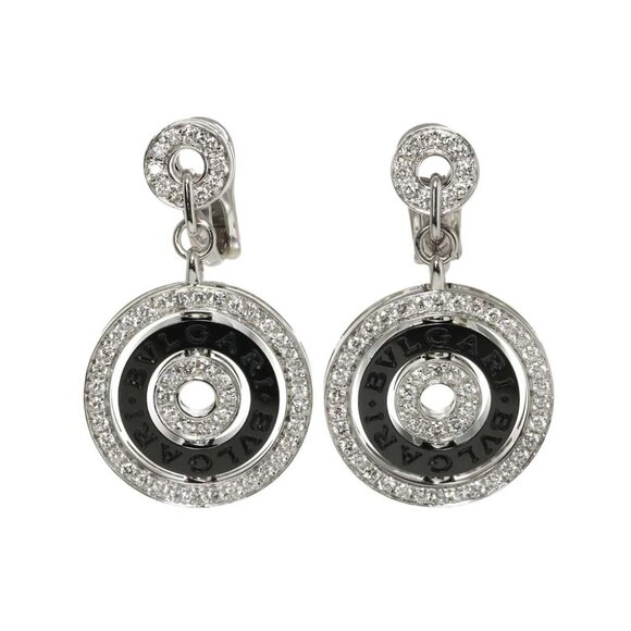 BVLGARI Astrale Cerchi Diamond Ceramic Earrings Pierced 18K WG 750 90285528 - Picture 1 of 7